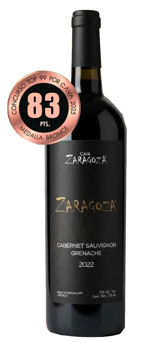 Botella Cabernet Sauvignon Grenache 2022 — Cava Zaragoza, medalla bronce Concurso Top 99